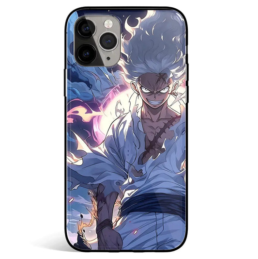 One Piece Luffy Gear 5 Scar Tempered Glass Soft Silicone iPhone Case-Phone Case-Monkey Ninja-iPhone 17-Glass Case-Monkey Ninja