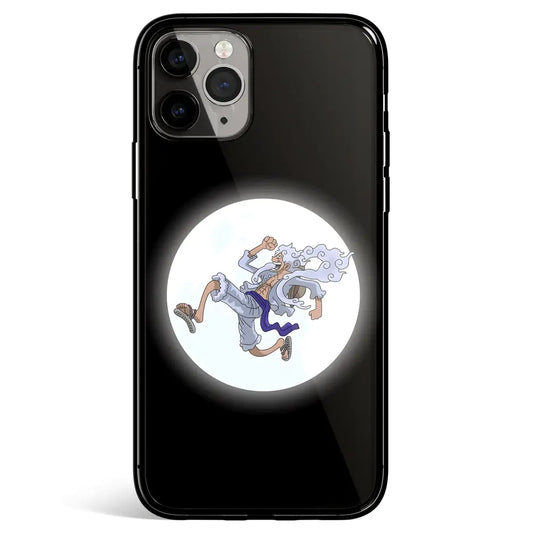 One Piece Luffy Gear 5 and the Moon Tempered Glass Soft Silicone iPhone Case-Phone Case-Monkey Ninja-iPhone 17-Glass Case-Monkey Ninja