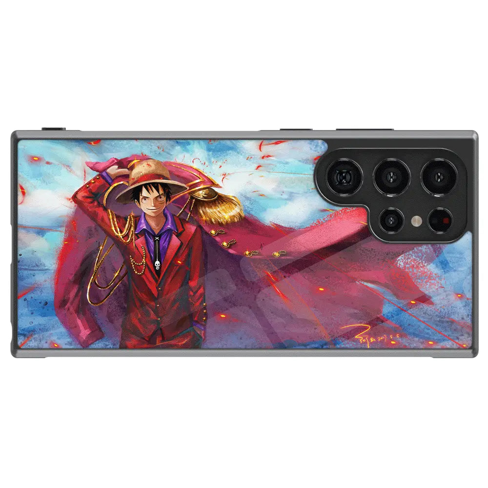 One Piece Luffy King Pirate Tempered Glass Tough Samsung Phone Case-Phone Case-Monkey Ninja-Galaxy S25-Glass Case-Monkey Ninja