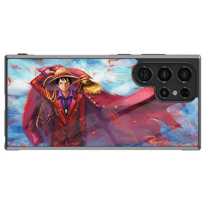 One Piece Luffy King Pirate Tempered Glass Tough Samsung Phone Case-Phone Case-Monkey Ninja-Galaxy S25-Glass Case-Monkey Ninja