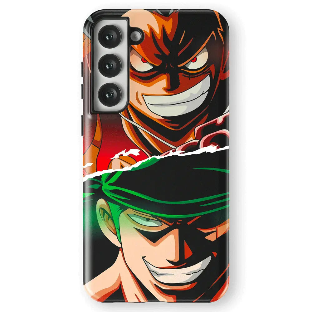 One Piece Luffy and Zoro Heads Tempered Glass Tough Samsung Case-Phone Case-Monkey Ninja-Galaxy S25-Tough Case-Monkey Ninja