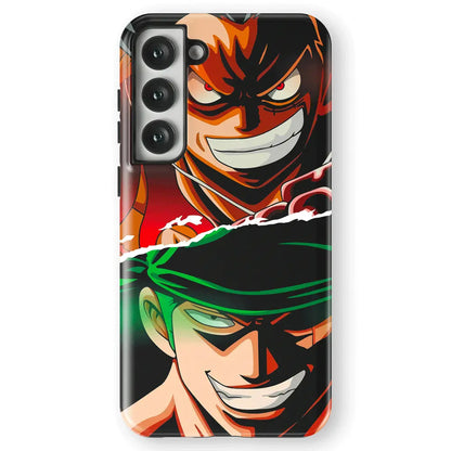 One Piece Luffy and Zoro Heads Tempered Glass Tough Samsung Case-Phone Case-Monkey Ninja-Galaxy S25-Tough Case-Monkey Ninja