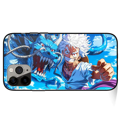 One Piece Luffy vs Kaido Tempered Glass Soft Silicone iPhone Case-Phone Case-Monkey Ninja-iPhone 17-Glass Case-Monkey Ninja