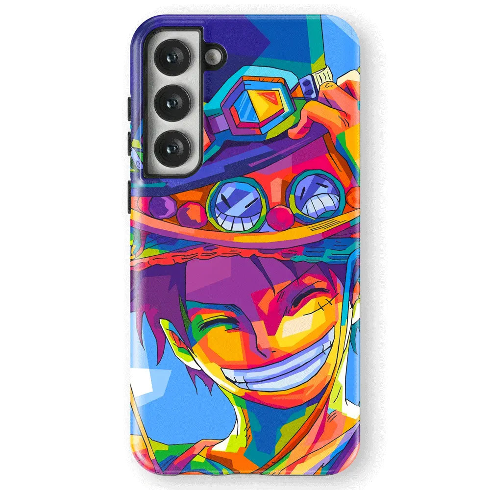 One Piece Luffy with Ace Sabo Hats Tempered Glass Tough Soft Silicone Samsung Case-Phone Case-Monkey Ninja-Galaxy S25-Tough Case-Monkey Ninja