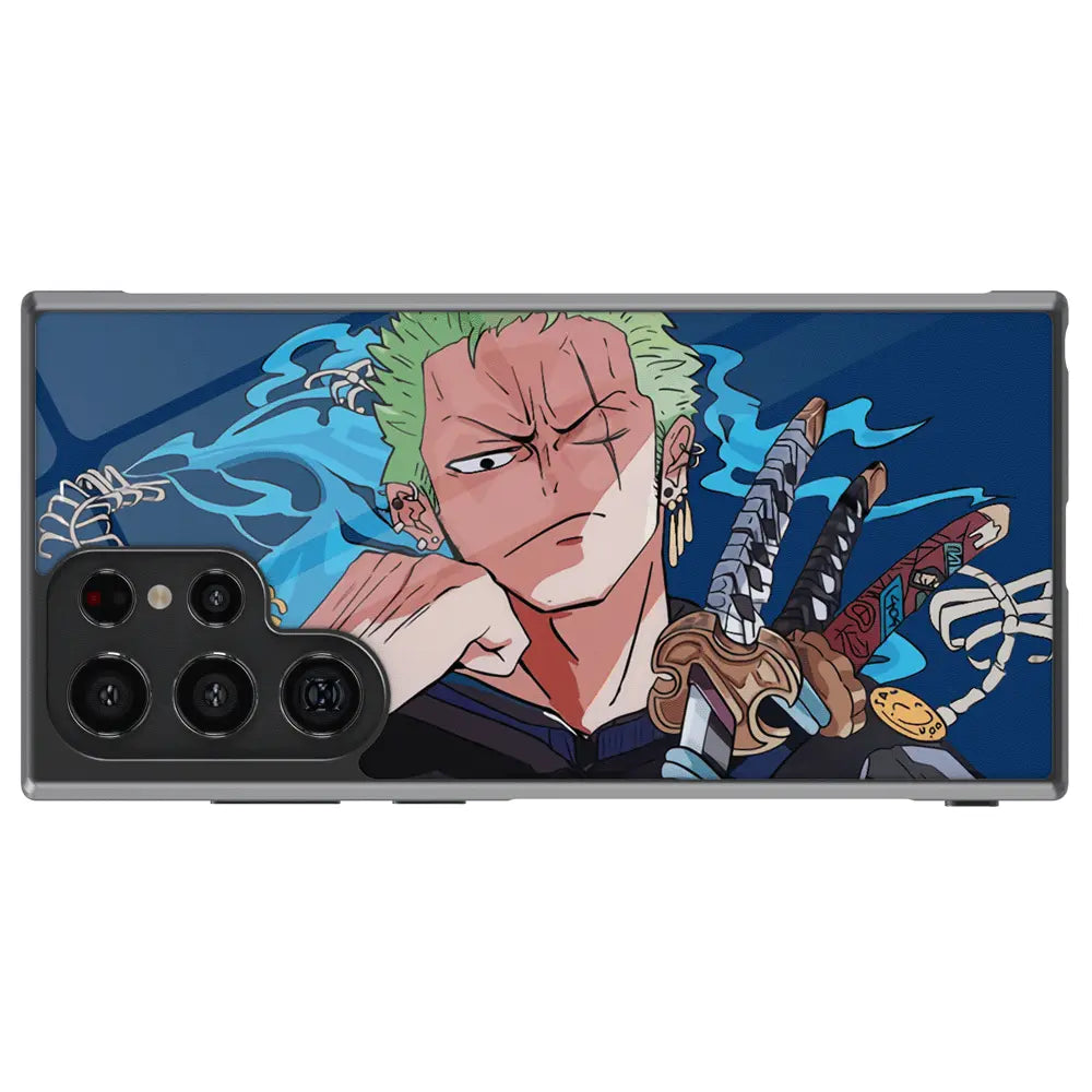 One Piece Roronoa Zoro Tempered Glass Tough Samsung Phone Case-Phone Case-Monkey Ninja-Galaxy S25-Glass Case-Monkey Ninja