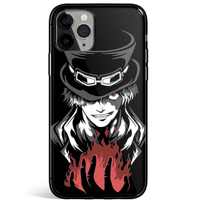 One Piece Sabo Fire Tempered Glass Soft Silicone iPhone Case-Phone Case-Monkey Ninja-iPhone 17-Glass Case-Monkey Ninja