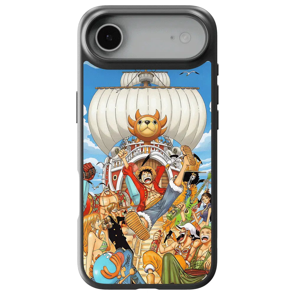 One Piece Straw Hat Crew Celebration Tempered Glass Soft Silicone iPhone Case-Phone Case-Monkey Ninja-iPhone 17-Glass Case-Monkey Ninja