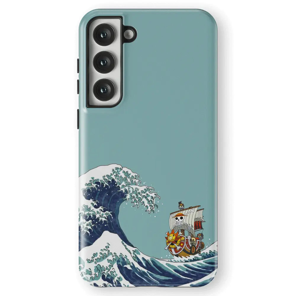 One Piece Thousand Sunny & Great Wave off Kanagawa Samsung Phone Case-Phone Case-Monkey Ninja-Galaxy S25-Tough Case-Monkey Ninja
