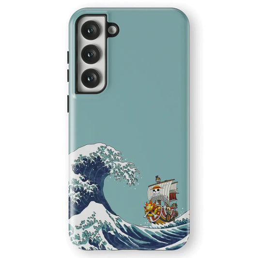 One Piece Thousand Sunny & Great Wave off Kanagawa Samsung Phone Case-Phone Case-Monkey Ninja-Galaxy S25-Tough Case-Monkey Ninja