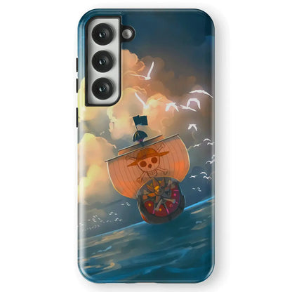 One Piece Thousand Sunny Pirate Ship Samsung Tempered Glass Tough Phone Case-Phone Case-Monkey Ninja-Galaxy S25-Tough Case-Monkey Ninja