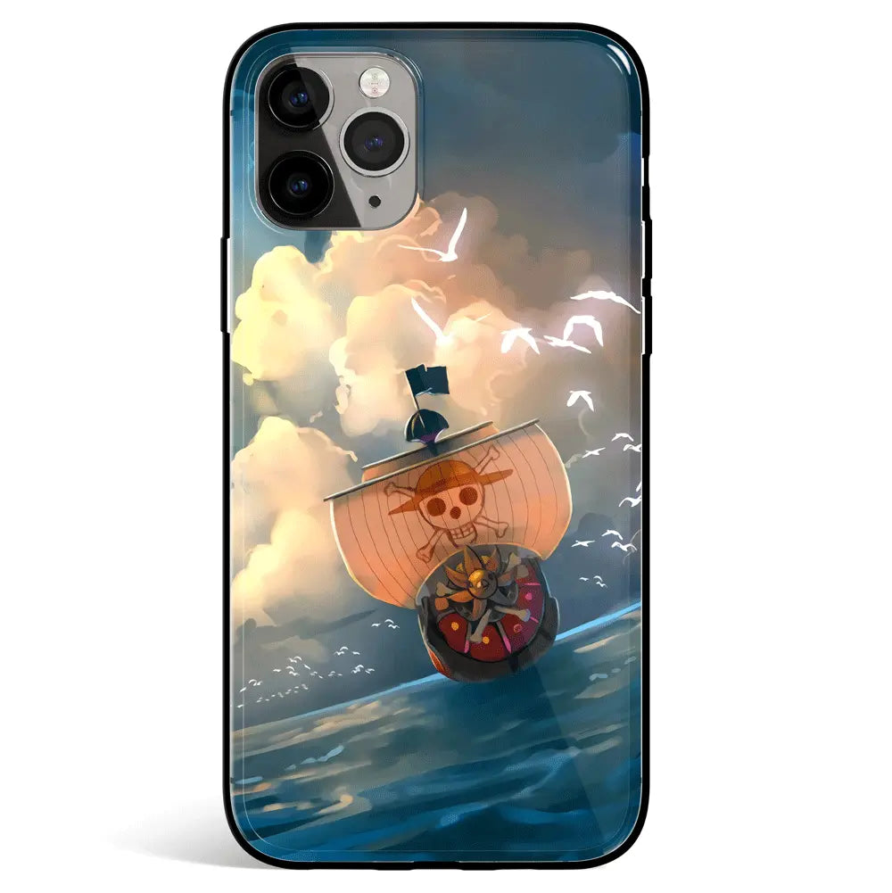 One Piece Thousand Sunny Pirate Ship iPhone Tempered Glass Soft Silicone Phone Case-Phone Case-Monkey Ninja-iPhone 17-Glass Case-Monkey Ninja