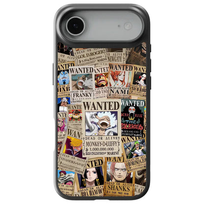 One Piece Wanted Poster Collage Tempered Glass Soft Silicone iPhone Case-Phone Case-Monkey Ninja-iPhone 17-Glass Case-Monkey Ninja