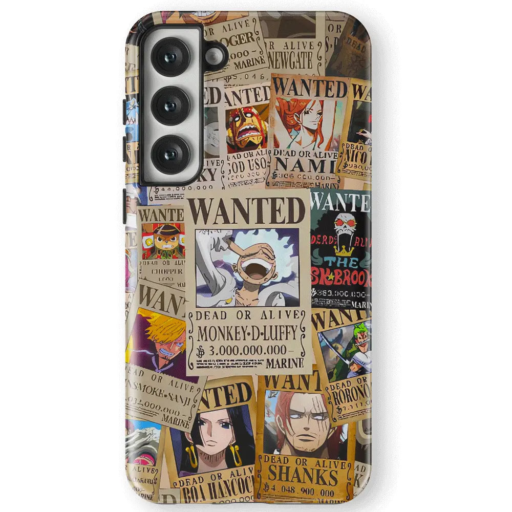 One Piece Wanted Poster Collage Tempered Glass Tough Samsung Phone Case - Monkey Ninja
