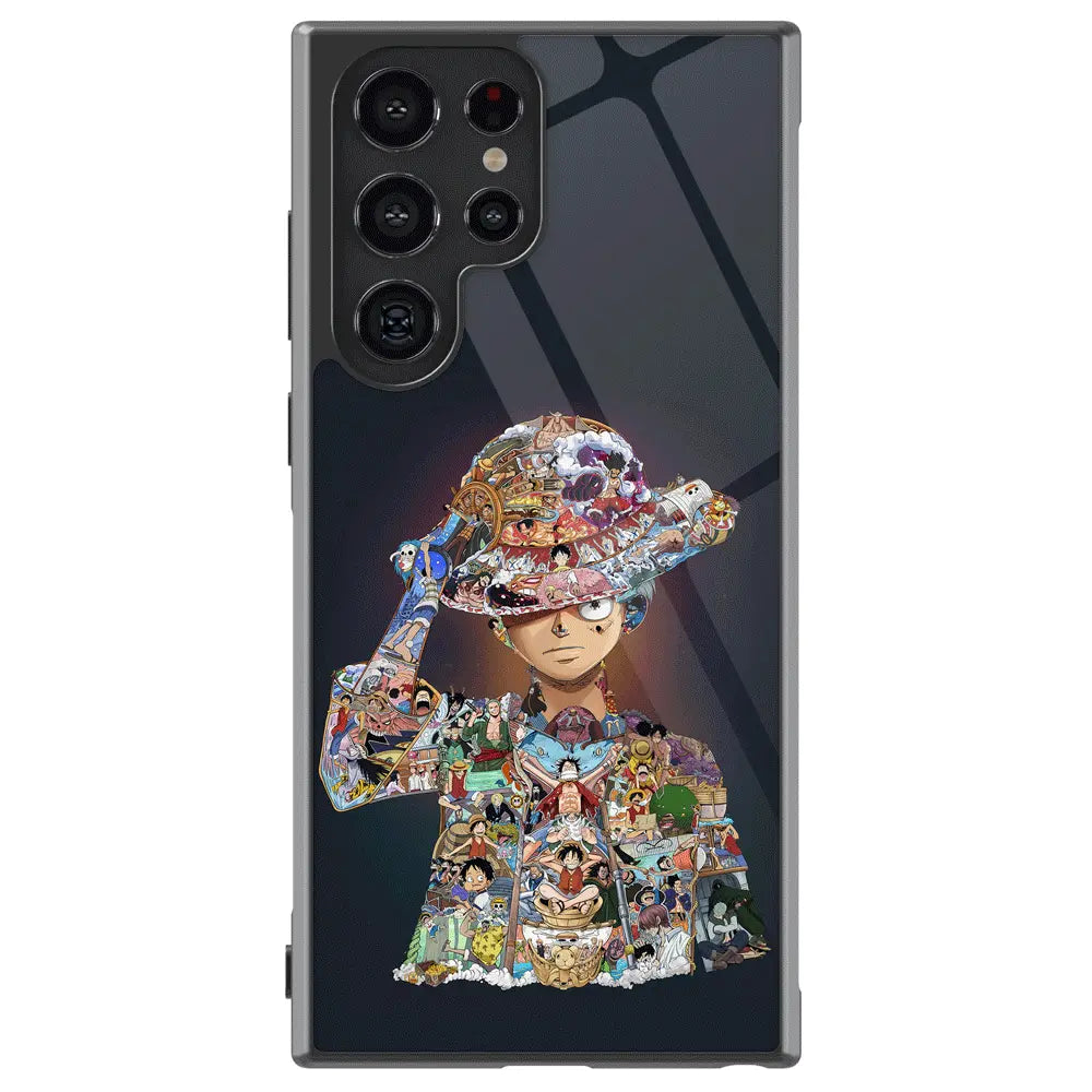 One Piece Whole Life of Luffy Samsung Tempered Glass Tough Phone Case-Phone Case-Monkey Ninja-Galaxy S25-Glass Case-Monkey Ninja
