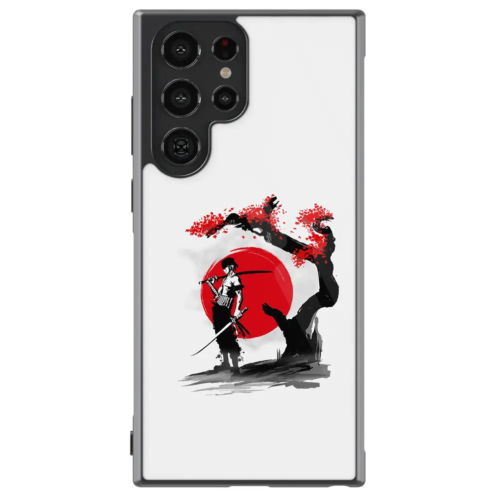 One Piece Zoro Ink Painting Samsung Tempered Glass Tough Soft Silicone Phone Case-Phone Case-Monkey Ninja-Galaxy S25-Glass Case-Monkey Ninja