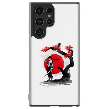 One Piece Zoro Ink Painting Samsung Tempered Glass Tough Soft Silicone Phone Case-Phone Case-Monkey Ninja-Galaxy S25-Glass Case-Monkey Ninja