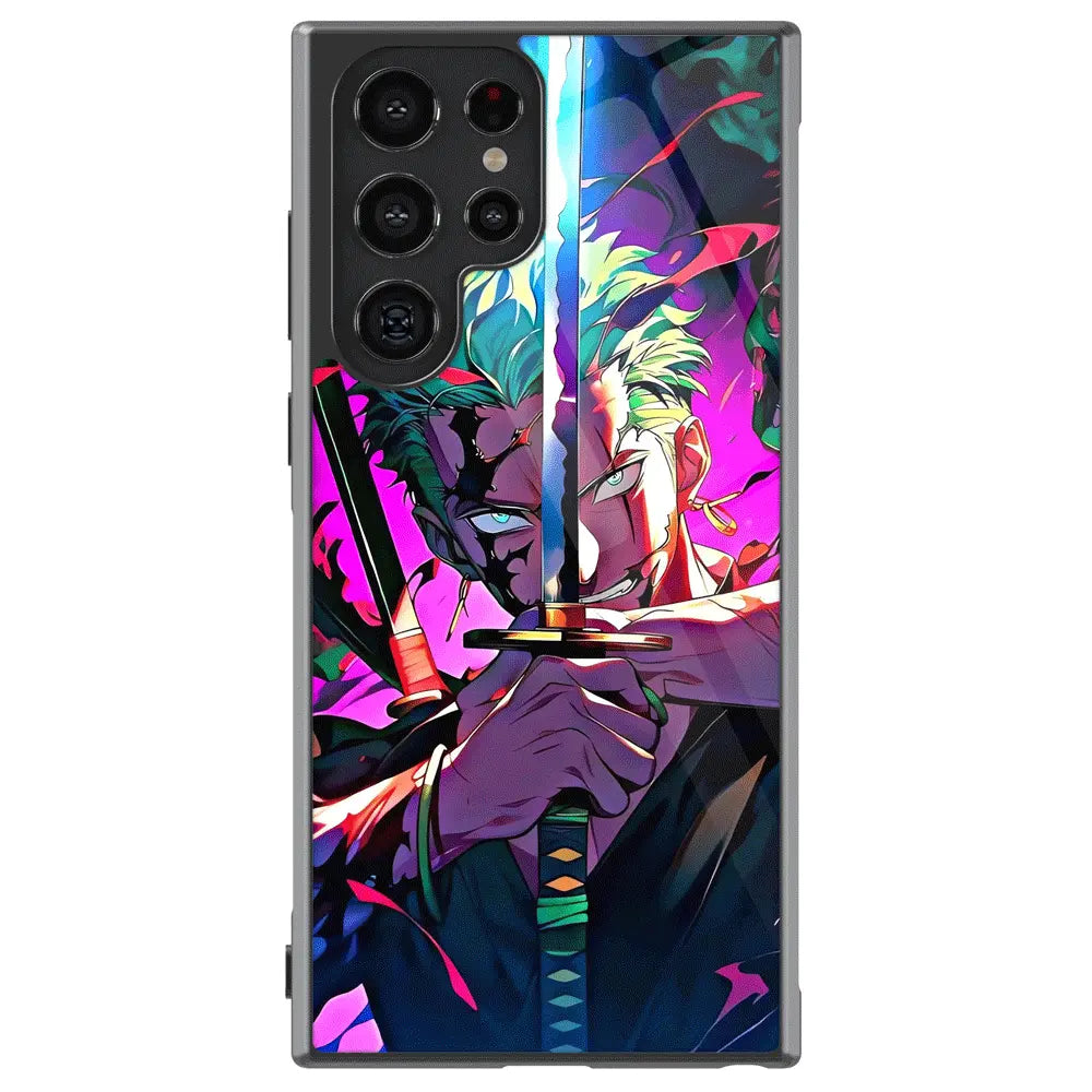 One Piece Zoro Purple Sword Tempered Glass Tough Samsung Galaxy Phone Case-Phone Case-Monkey Ninja-Galaxy S25-Glass Case-Monkey Ninja