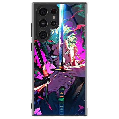 One Piece Zoro Purple Sword Tempered Glass Tough Samsung Galaxy Phone Case-Phone Case-Monkey Ninja-Galaxy S25-Glass Case-Monkey Ninja