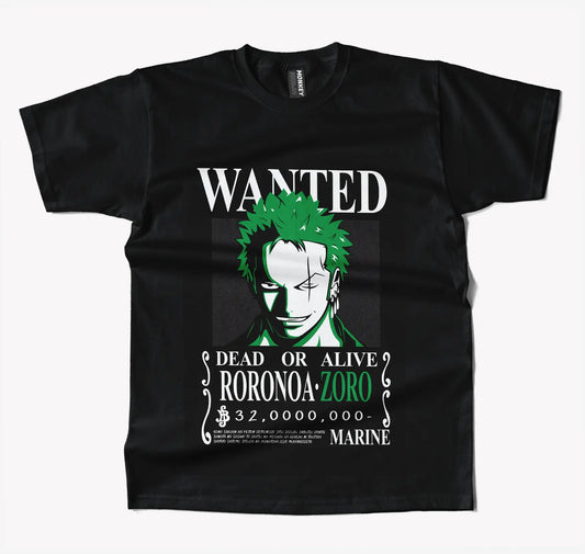 One Piece Zoro Reward Poster 320 Millions Anime T Shirt-T-Shirt-Monkeyninja-S-Black-Monkey Ninja