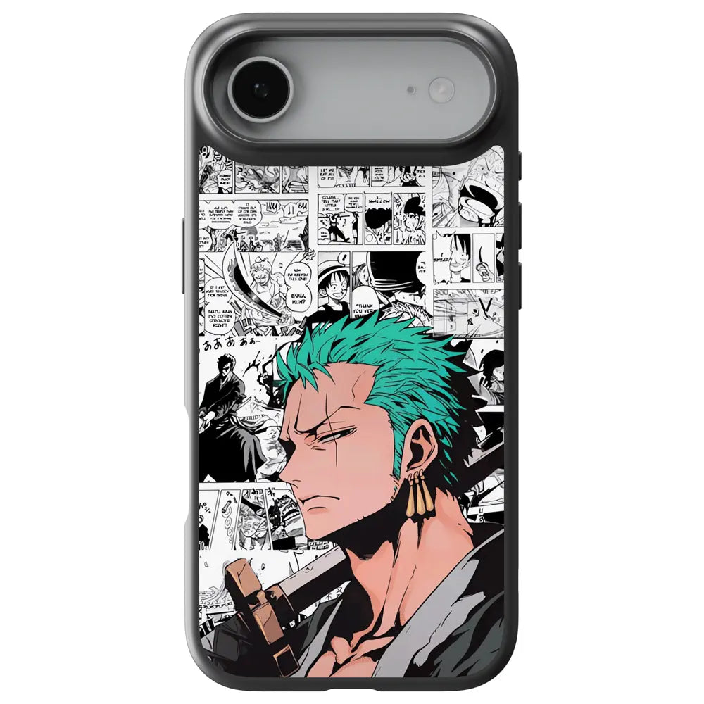 One Piece Zoro Swordsman Portrait Tempered Glass Soft Silicone iPhone Case-Phone Case-Monkey Ninja-iPhone 17-Glass Case-Monkey Ninja