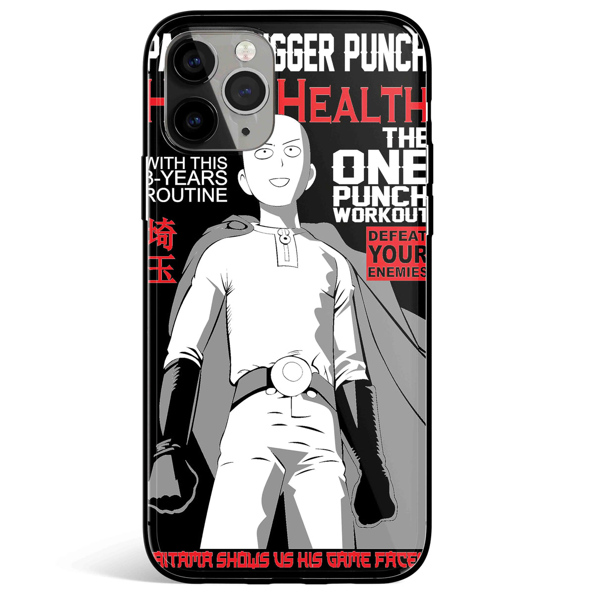 One Punch Man Poster Tempered Glass Soft Silicone iPhone Case-Phone Case-Monkey Ninja-iPhone 17-Glass Case-Monkey Ninja
