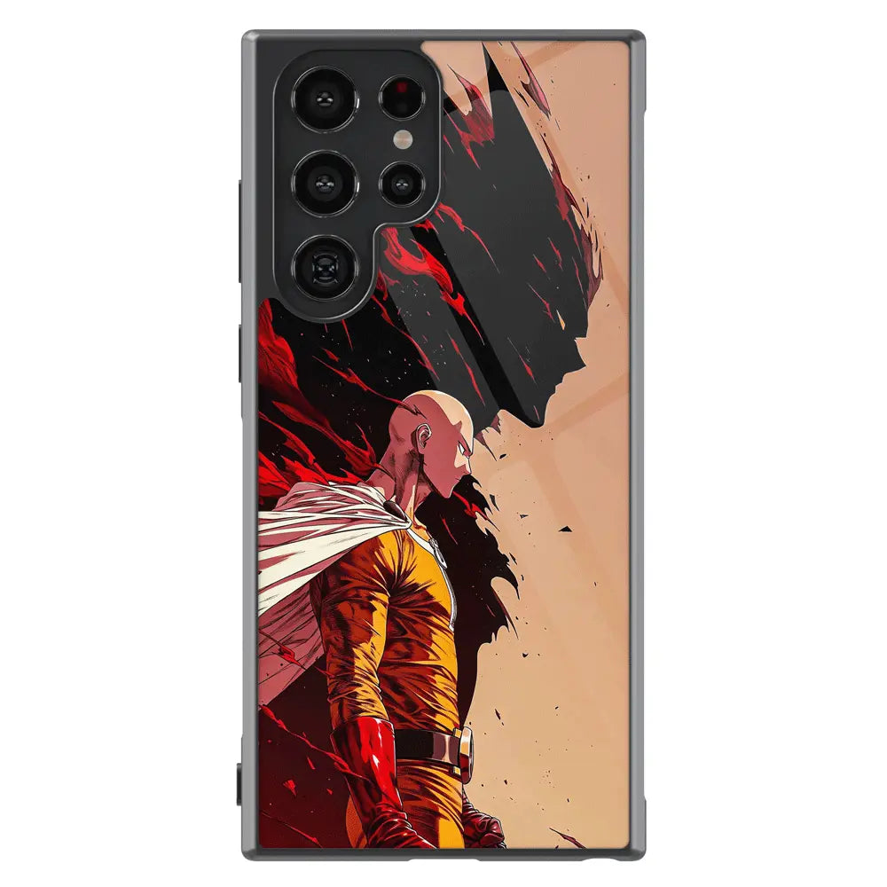 One Punch Man Saitama Tempered Glass Tough Samsung Phone Case-Phone Case-Monkey Ninja-Galaxy S25-Glass Case-Monkey Ninja