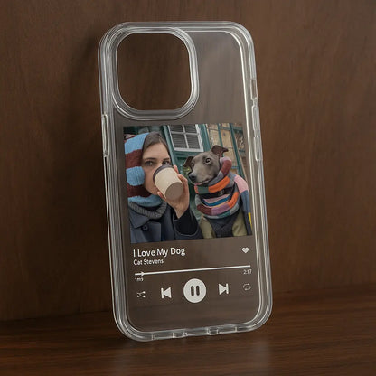 Personalized Photo Music Plaque iPhone Case-Phone Case-Monkey Ninja-iPhone 17-Clear - White Text-Monkey Ninja