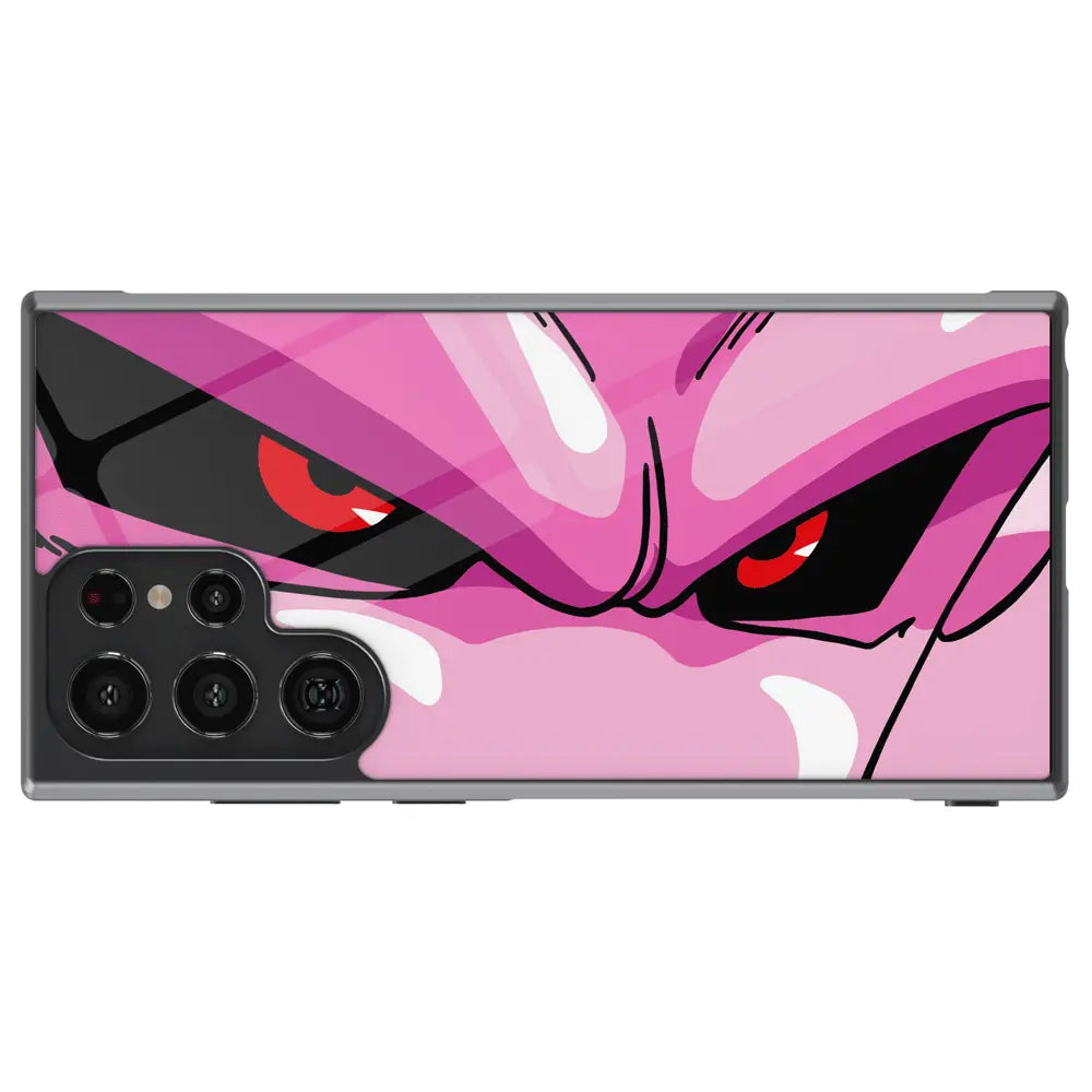 Pink Buu Eyes Temepered Glass Samsung Phone Case-Phone Case-Monkey Ninja-Galaxy S25-Glass Case-Monkey Ninja