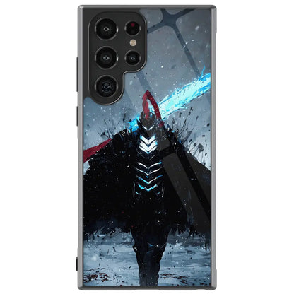 Solo Leveling Igris Dark Warrior Blade Tempered Glass Tough Samsung Phone Case-Phone Case-Monkey Ninja-Galaxy S25-Glass Case-Monkey Ninja