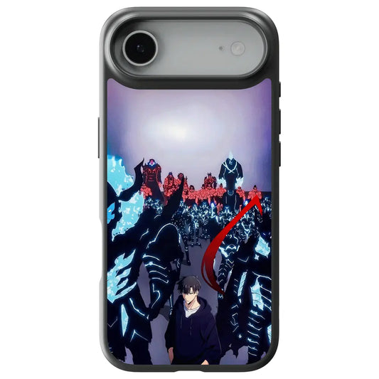 Solo Leveling Sung-Jin Woo Curse Awakening Tempered Glass Soft Silicone iPhone Case-Phone Case-Monkey Ninja-iPhone 17-Glass Case-Monkey Ninja