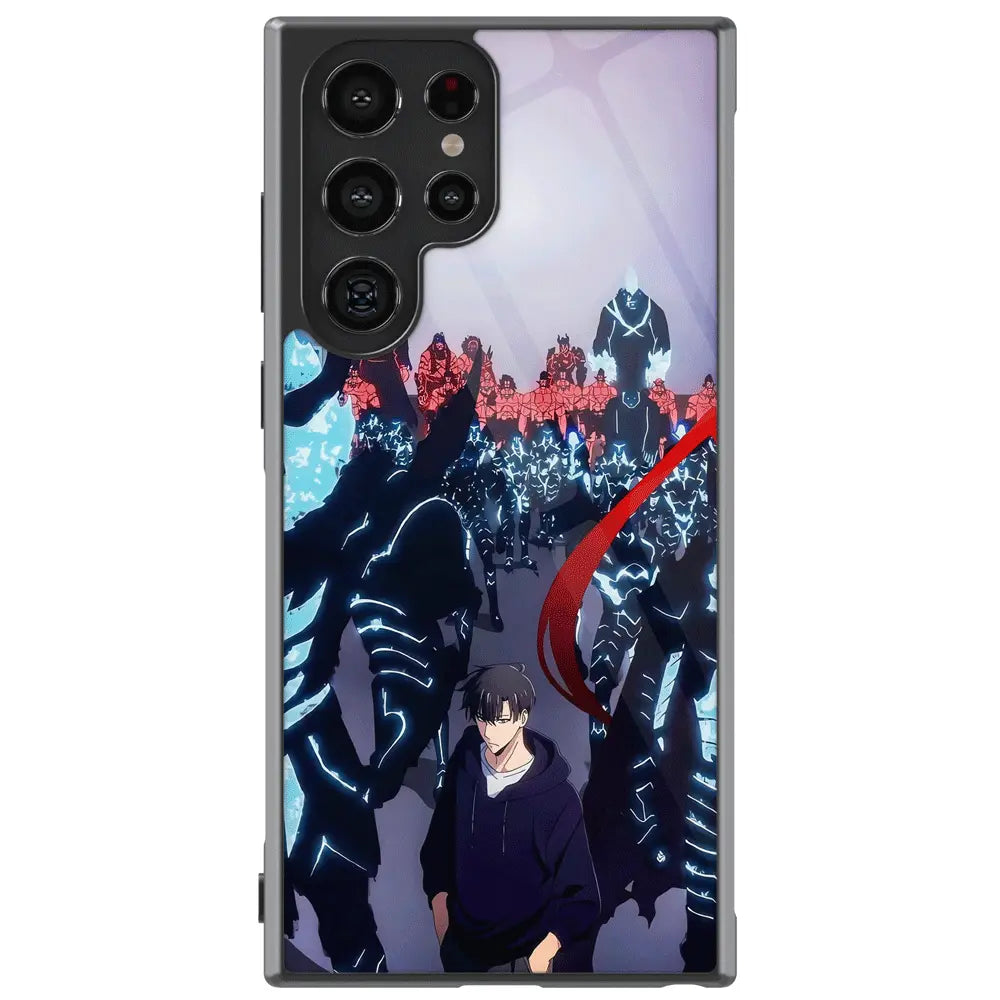 Solo Leveling Sung-Jin Woo Curse Awakening Tempered Glass Tough Samsung Phone Case-Phone Case-Monkey Ninja-Galaxy S25-Glass Case-Monkey Ninja