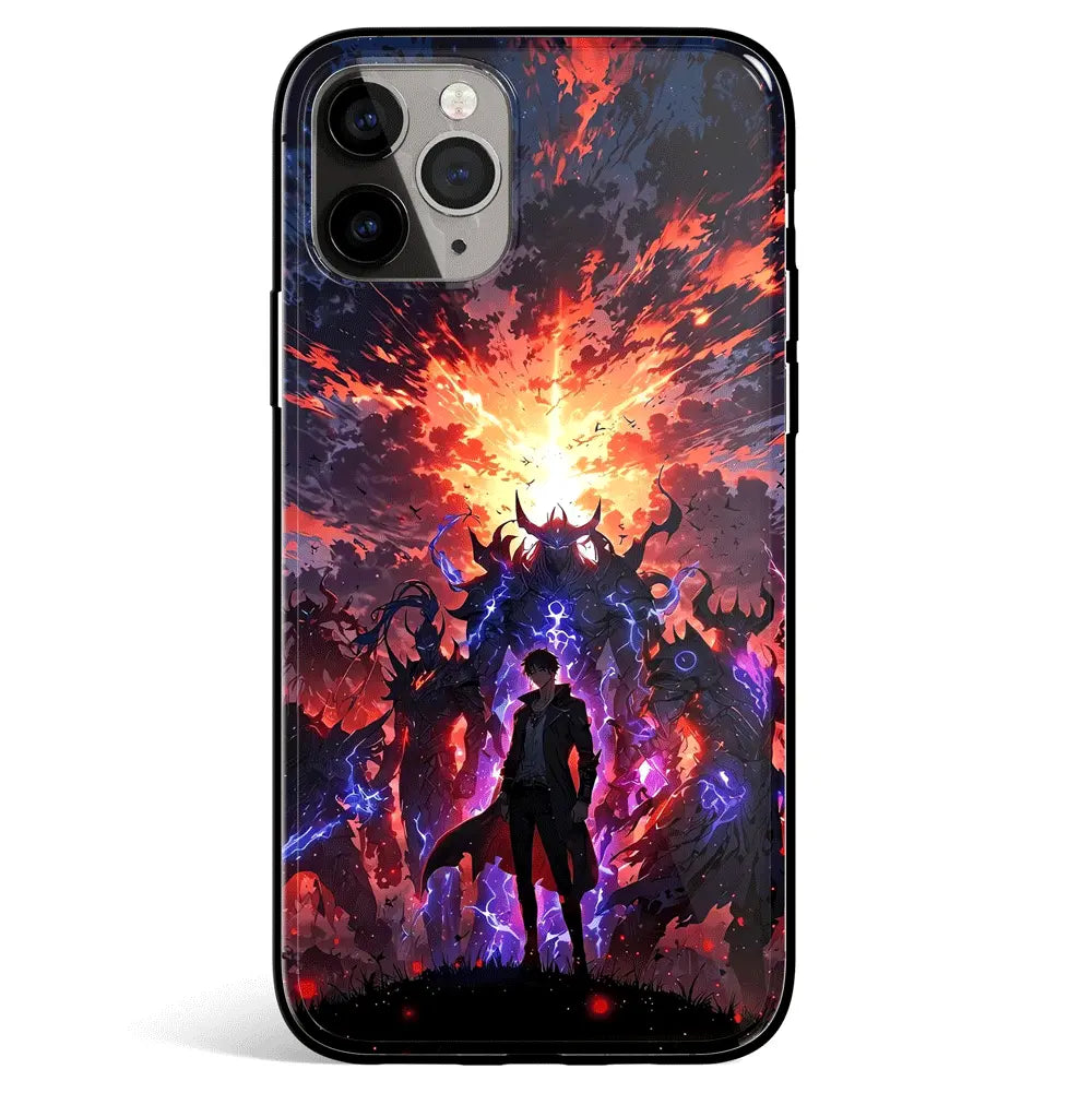 Solo Leveling Sung Jin-Woo Shadow Army Tempered Glass Soft Silicone iPhone Case-Phone Case-Monkey Ninja-iPhone 17-Glass Case-Monkey Ninja