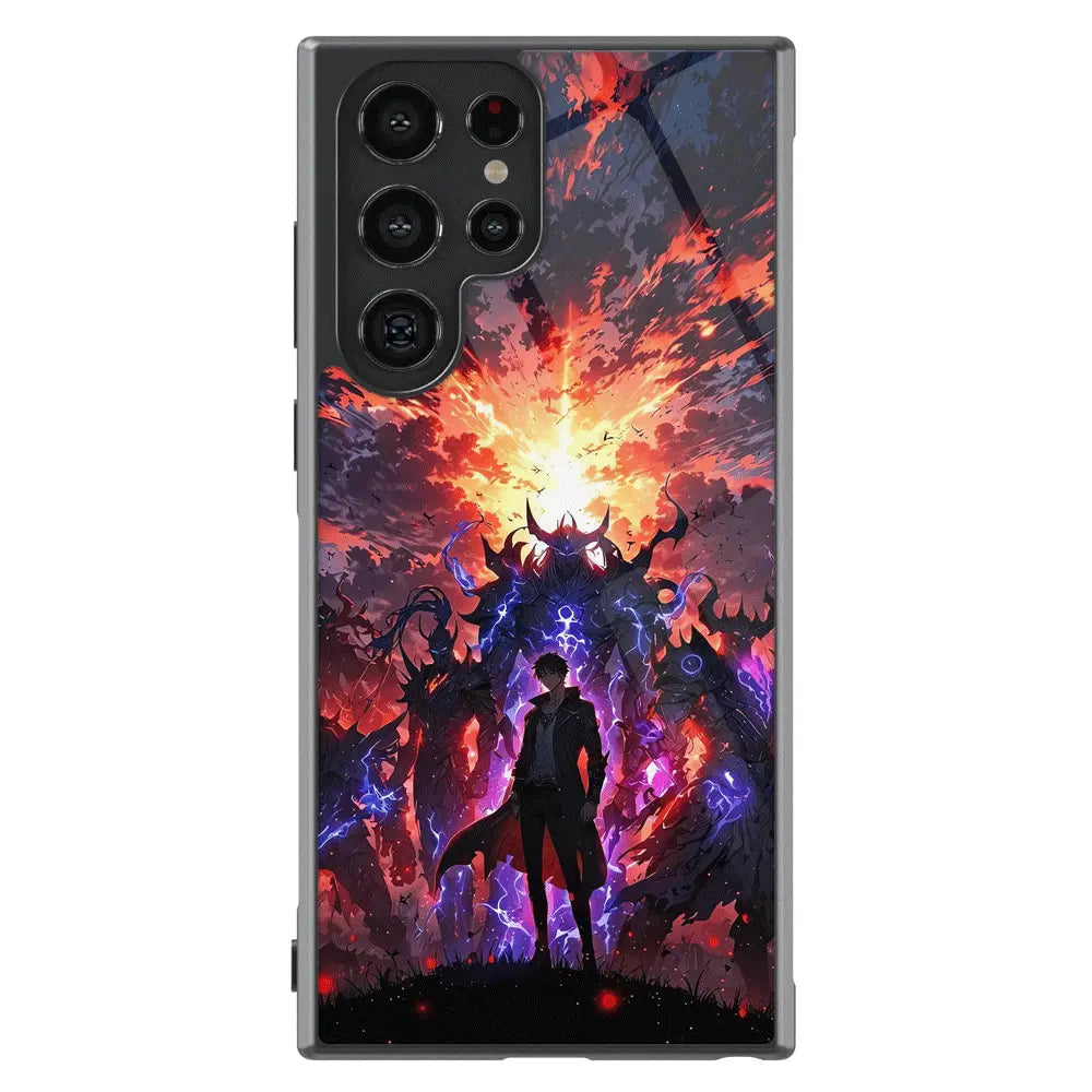 Solo Leveling Sung Jin-Woo Shadow Army Tempered Glass Tough Samsung Phone Case-Phone Case-Monkey Ninja-Galaxy S25-Glass Case-Monkey Ninja