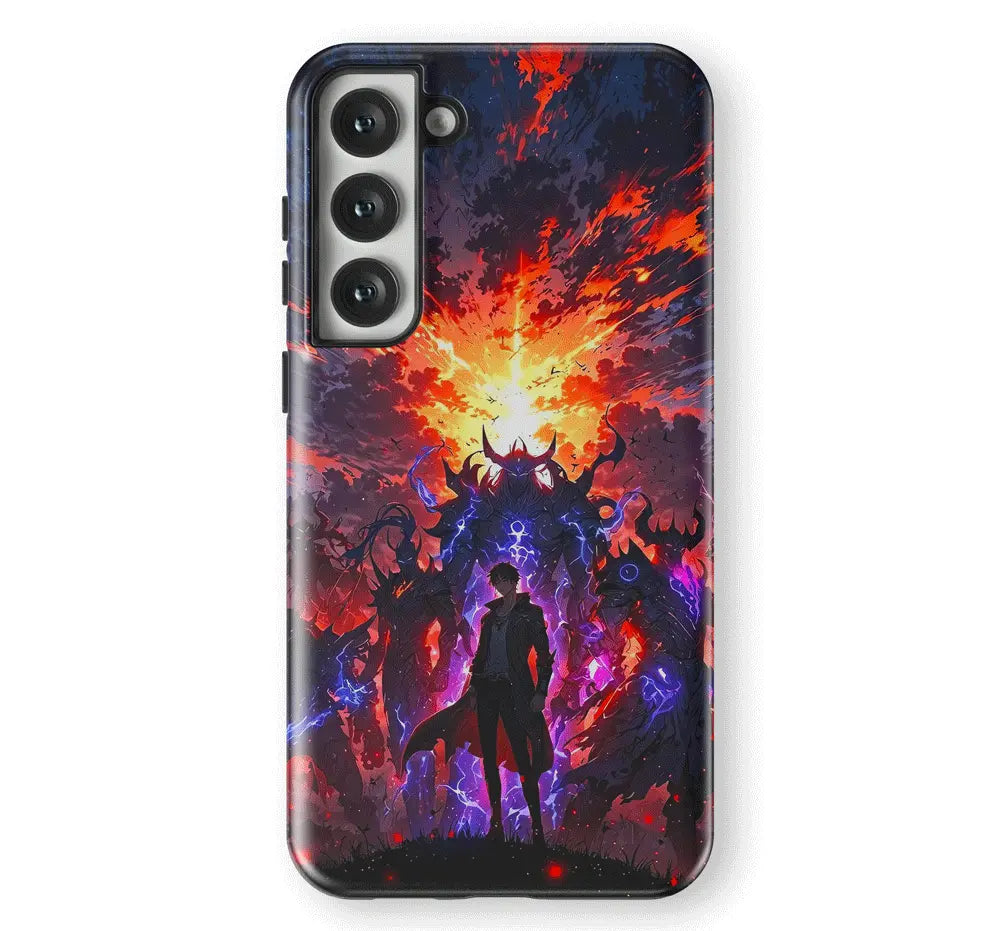 Solo Leveling Sung Jin-Woo Shadow Army Tempered Glass Tough Samsung Phone Case-Phone Case-Monkey Ninja-Galaxy S25-Tough Case-Monkey Ninja