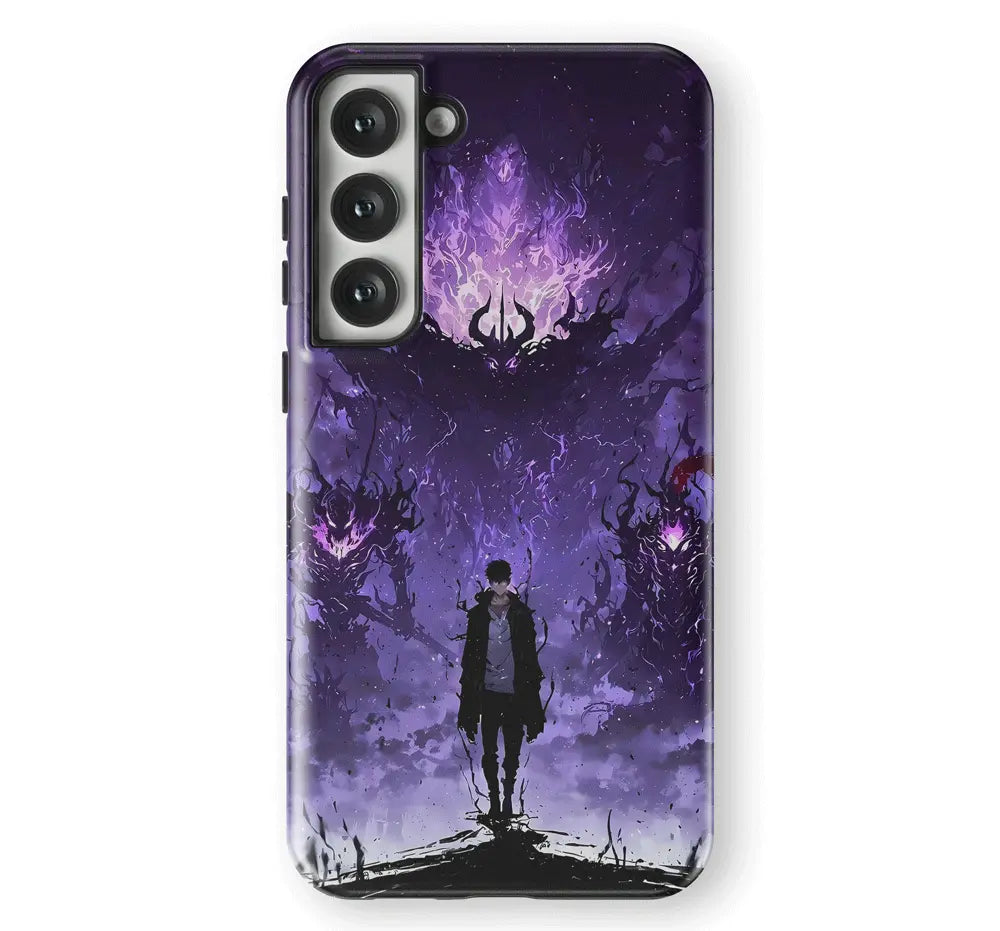 Solo Leveling Sung Jin-Woo Shadow Monarch Tempered Glass Tough Samsung Phone Case-Phone Case-Monkey Ninja-Galaxy S25-Tough Case-Monkey Ninja