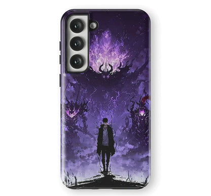 Solo Leveling Sung Jin-Woo Shadow Monarch Tempered Glass Tough Samsung Phone Case-Phone Case-Monkey Ninja-Galaxy S25-Tough Case-Monkey Ninja