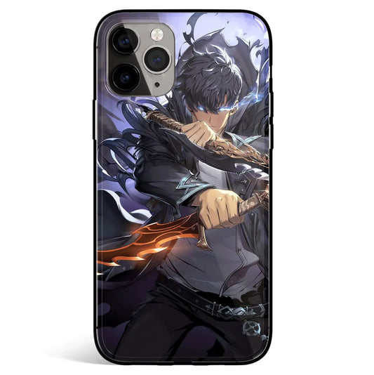 Solo Leveling Sung Jin-woo Sword Tempered Glass Soft Silicone iPhone Case-Phone Case-Monkey Ninja-iPhone 17-Glass Case-Monkey Ninja