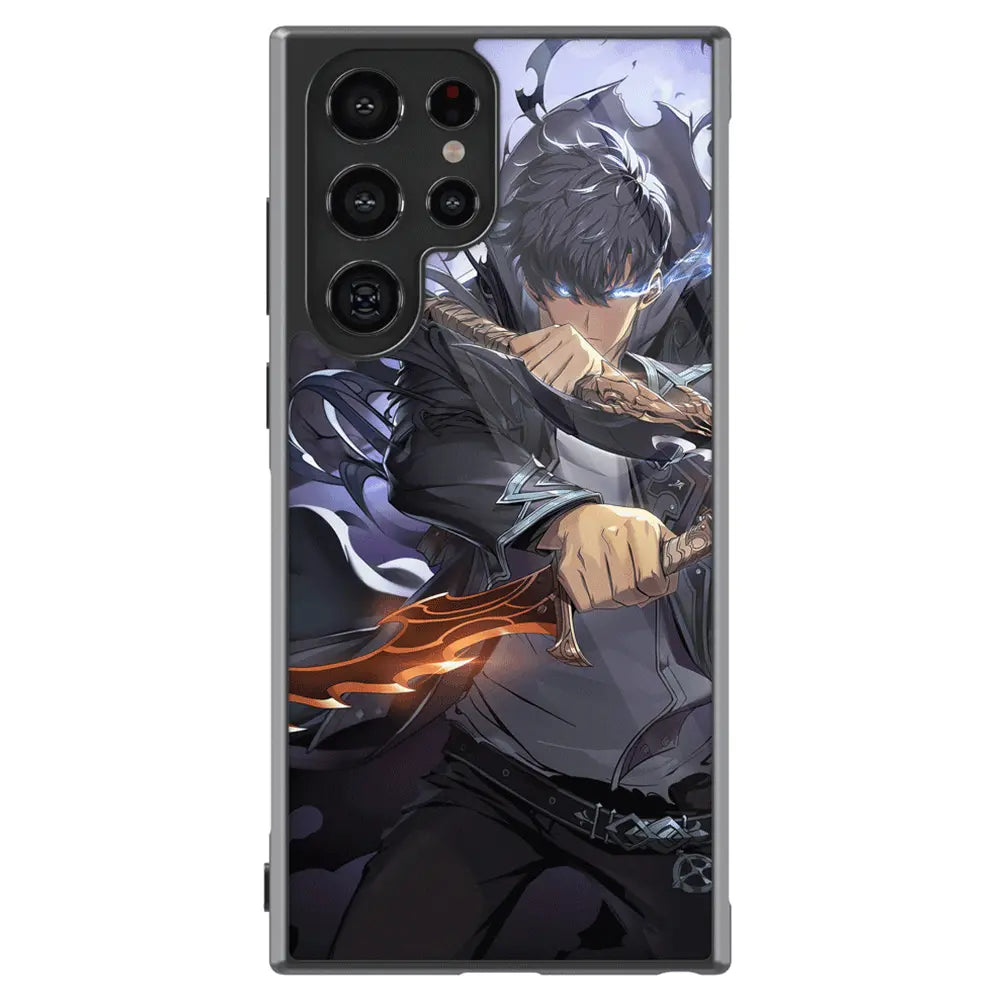 Solo Leveling Sung Jin-woo Sword Tempered Glass Tough Samsung Phone Case-Phone Case-Monkey Ninja-Galaxy S25-Glass Case-Monkey Ninja