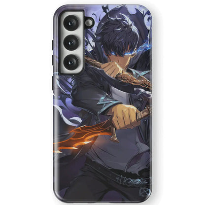 Solo Leveling Sung Jin-woo Sword Tempered Glass Tough Samsung Phone Case-Phone Case-Monkey Ninja-Galaxy S25-Tough Case-Monkey Ninja