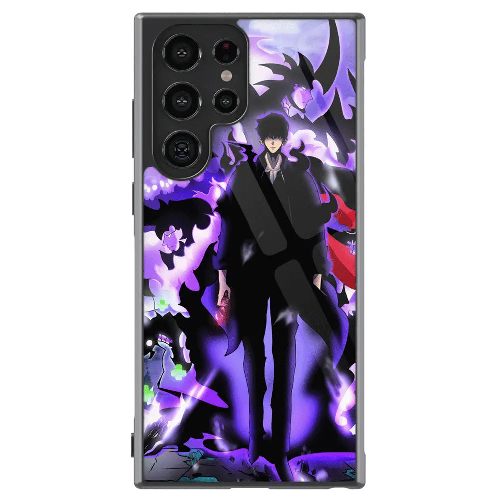 Solo Leveling Sung Jin-woo Tempered Glass Tough Samsung Phone Case-Phone Case-Monkey Ninja-Galaxy S25-Glass Case-Monkey Ninja