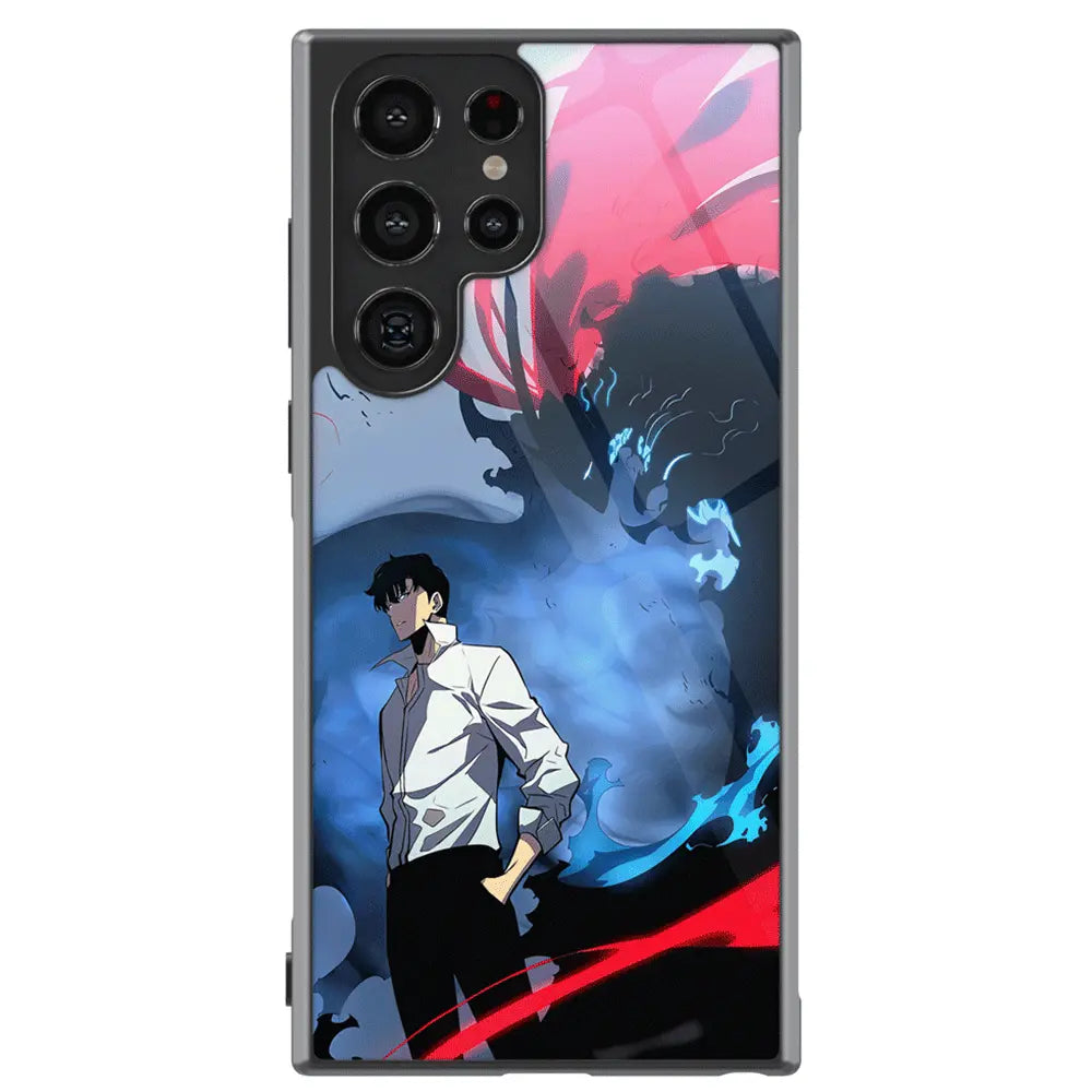 Solo Leveling Sung Jin-woo Tempered Glass Tough Samsung Phone Case-Phone Case-Monkey Ninja-Galaxy S25-Glass Case-Monkey Ninja