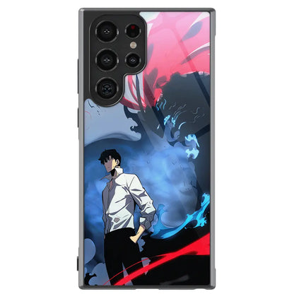 Solo Leveling Sung Jin-woo Tempered Glass Tough Samsung Phone Case-Phone Case-Monkey Ninja-Galaxy S25-Glass Case-Monkey Ninja