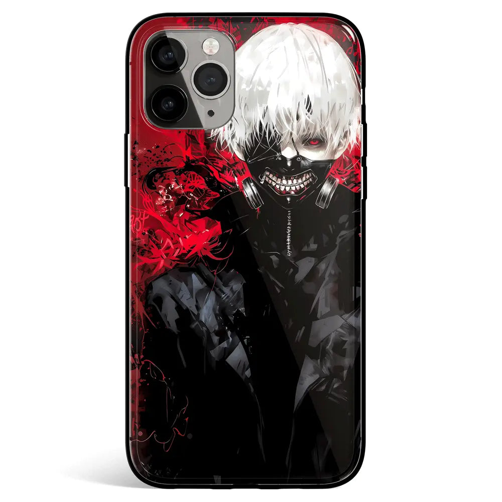 Tokyo Ghoul Kaneki Ken Tempered Glass Soft Silicone iPhone Case-Phone Case-Monkey Ninja-iPhone 17-Glass Case-Monkey Ninja