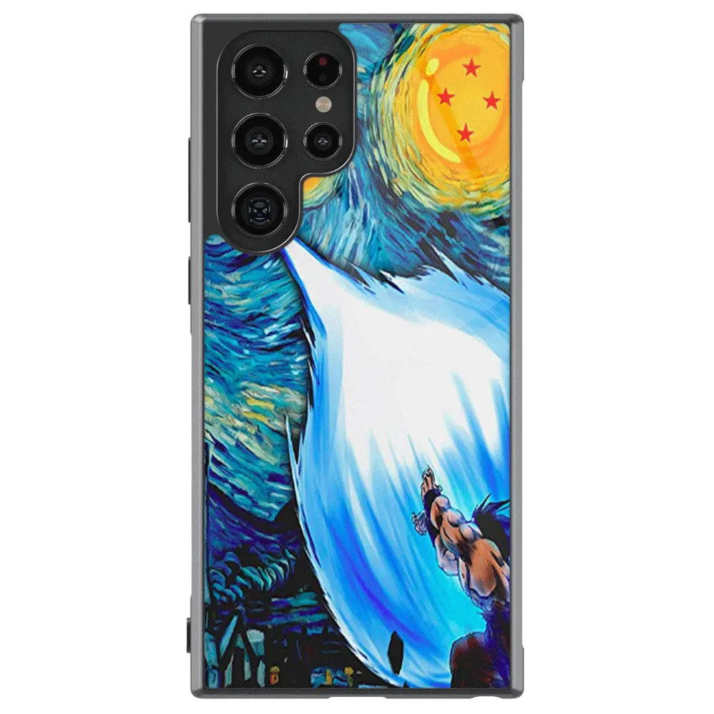 Van Gogh Son Goku Tempered Glass Tough Samsung Phone Case-Phone Case-Monkey Ninja-Galaxy S25-Glass Case-Monkey Ninja