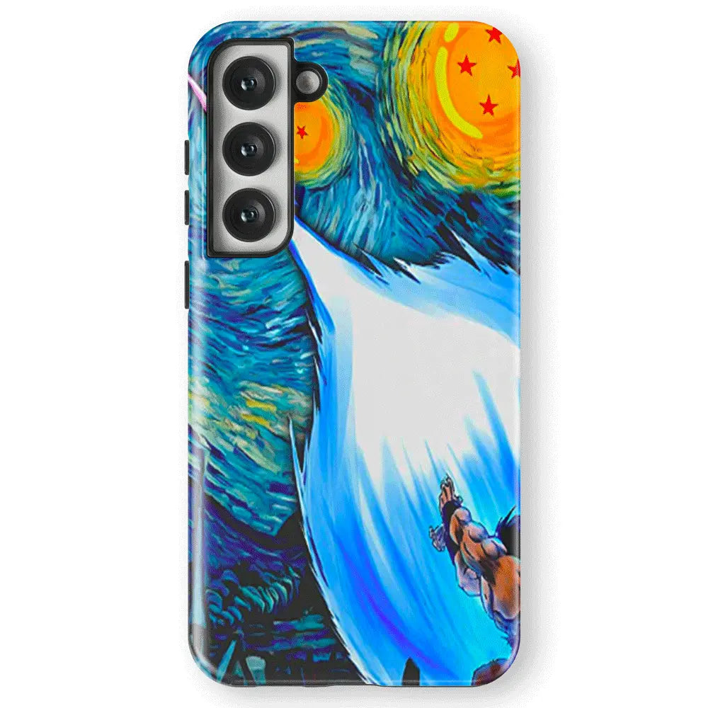 Van Gogh Son Goku Tempered Glass Tough Samsung Phone Case-Phone Case-Monkey Ninja-Galaxy S25-Tough Case-Monkey Ninja