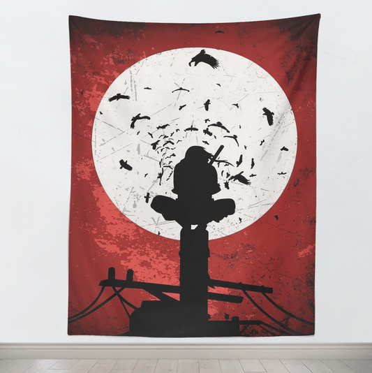 Naruto Bloody Moon Itachi Sihouette Tapestry