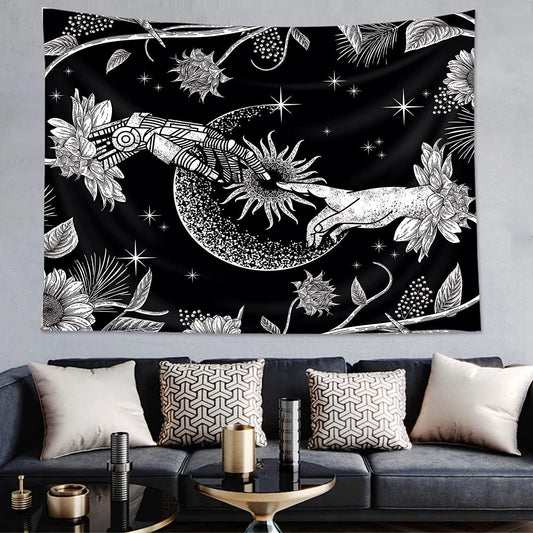 Flowers Night Alien Fingers Tapestry