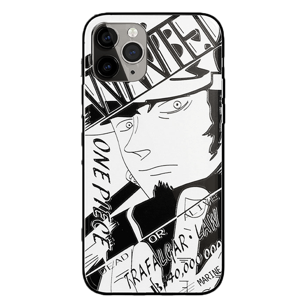 One Piece Robin Law Chopper Sabo Characters Sketch Tempered Glass Phone Case-Phone Case-Monkey Ninja-iPhone XR-Law-Tempered Glass-Monkey Ninja