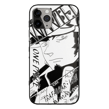 One Piece Robin Law Chopper Sabo Characters Sketch Tempered Glass Phone Case-Phone Case-Monkey Ninja-iPhone XR-Law-Tempered Glass-Monkey Ninja