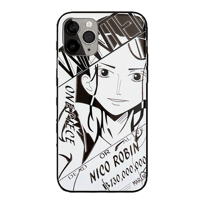 One Piece Robin Law Chopper Sabo Characters Sketch Tempered Glass Phone Case-Phone Case-Monkey Ninja-iPhone XR-Robin-Tempered Glass-Monkey Ninja